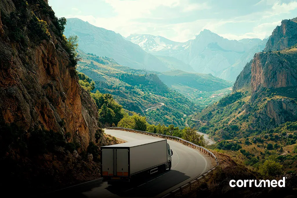 Camión de entregas en movimiento vías de Colombia